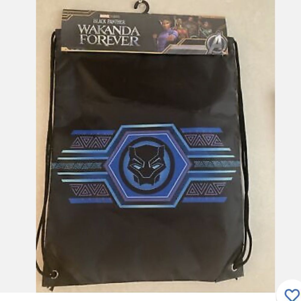 Marvel Black Panther Wakanda Forever Drawstring Bag Approx 16x24 NWT